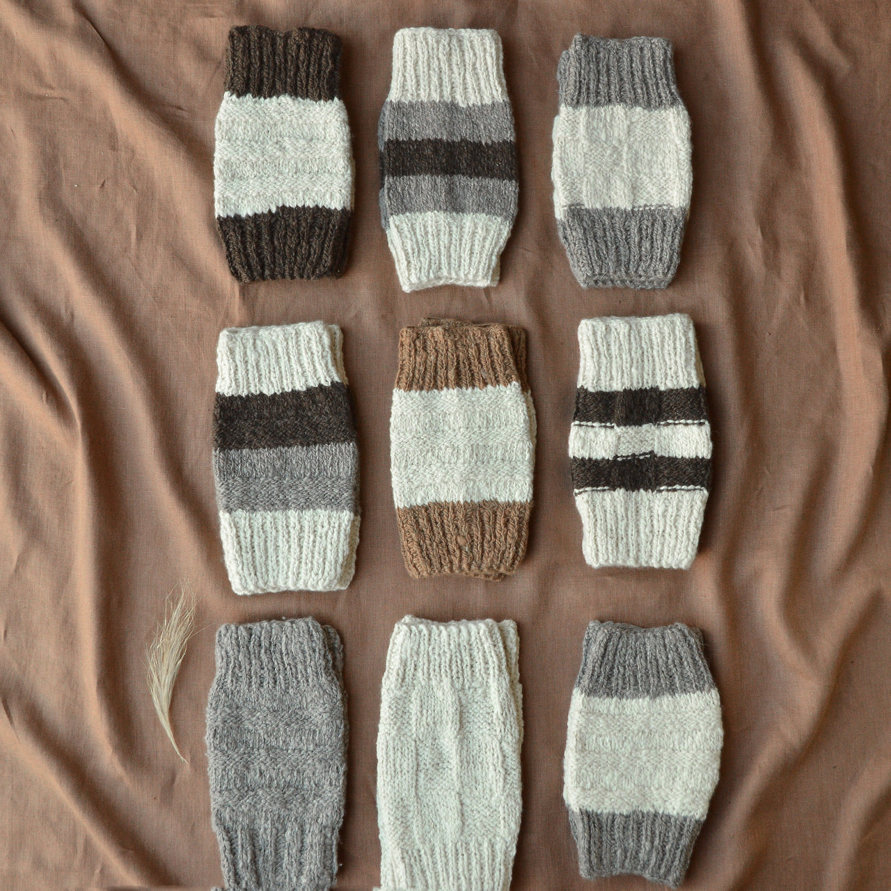 Enkhe's Hand Spun & Knitted Legwarmers 100% Mongolian Sheep Wool