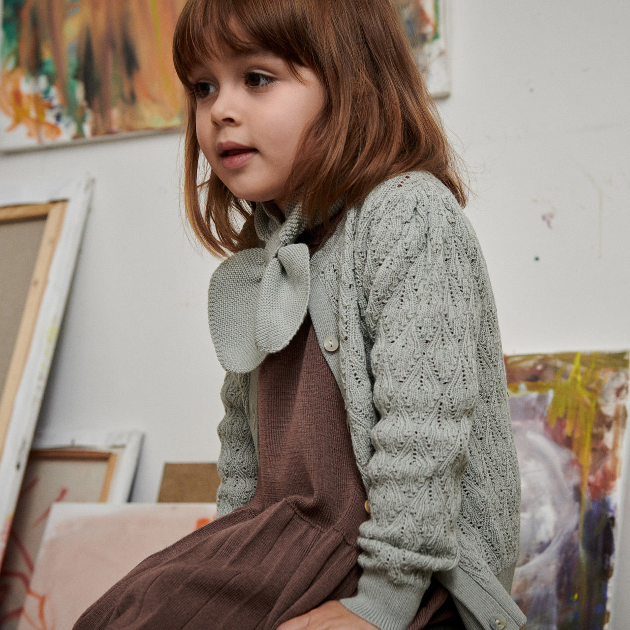 Pointelle Dress in 100% Merino - Nutmeg (2-12y)