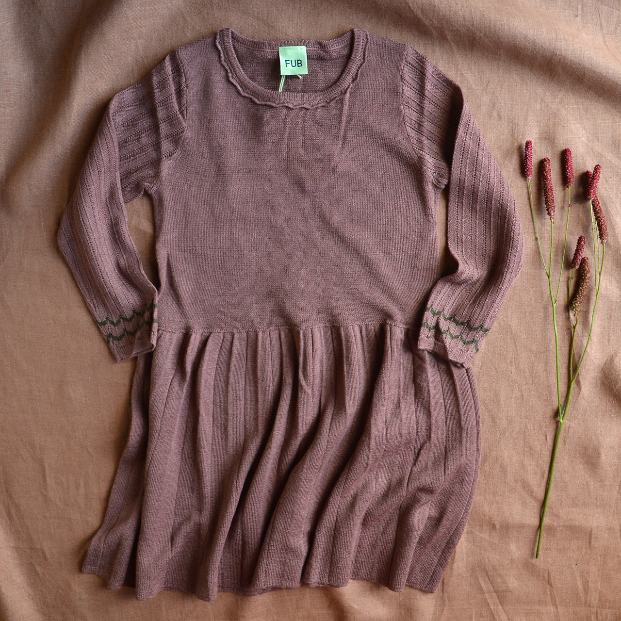 Pointelle Dress in 100% Merino - Nutmeg (2-12y)