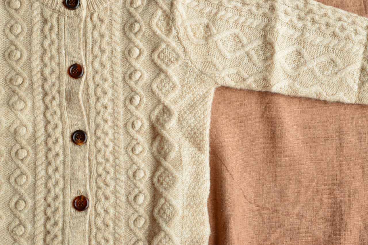 Merino Lambswool Baby Cardigan by FUB from Woollykins - Grey & Oatmeal Merino Lambswool Baby Cardigan by FUB from Woollykins - Grey & Oatmeal