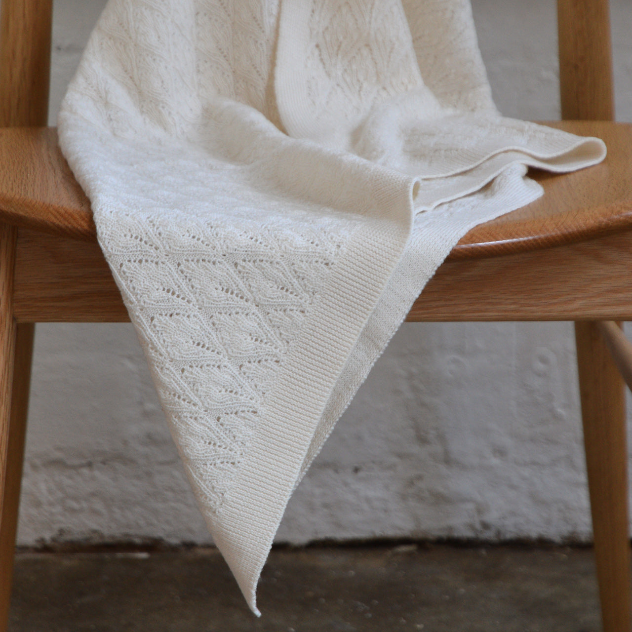 Merino Wool Pointelle Baby Blanket - Ecru (80x100cm)