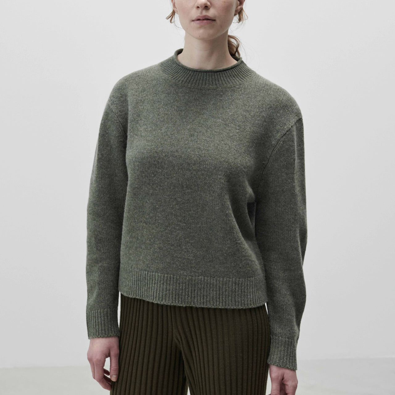 Women's Lambswool Sweater - Moss Melange