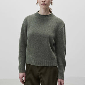 Women's Lambswool Sweater - Moss Melange AW23