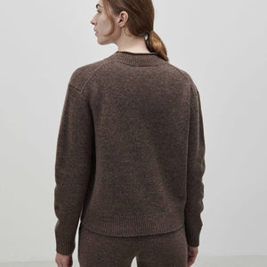 Women's Lambswool Sweater - Pecan Melange AW23