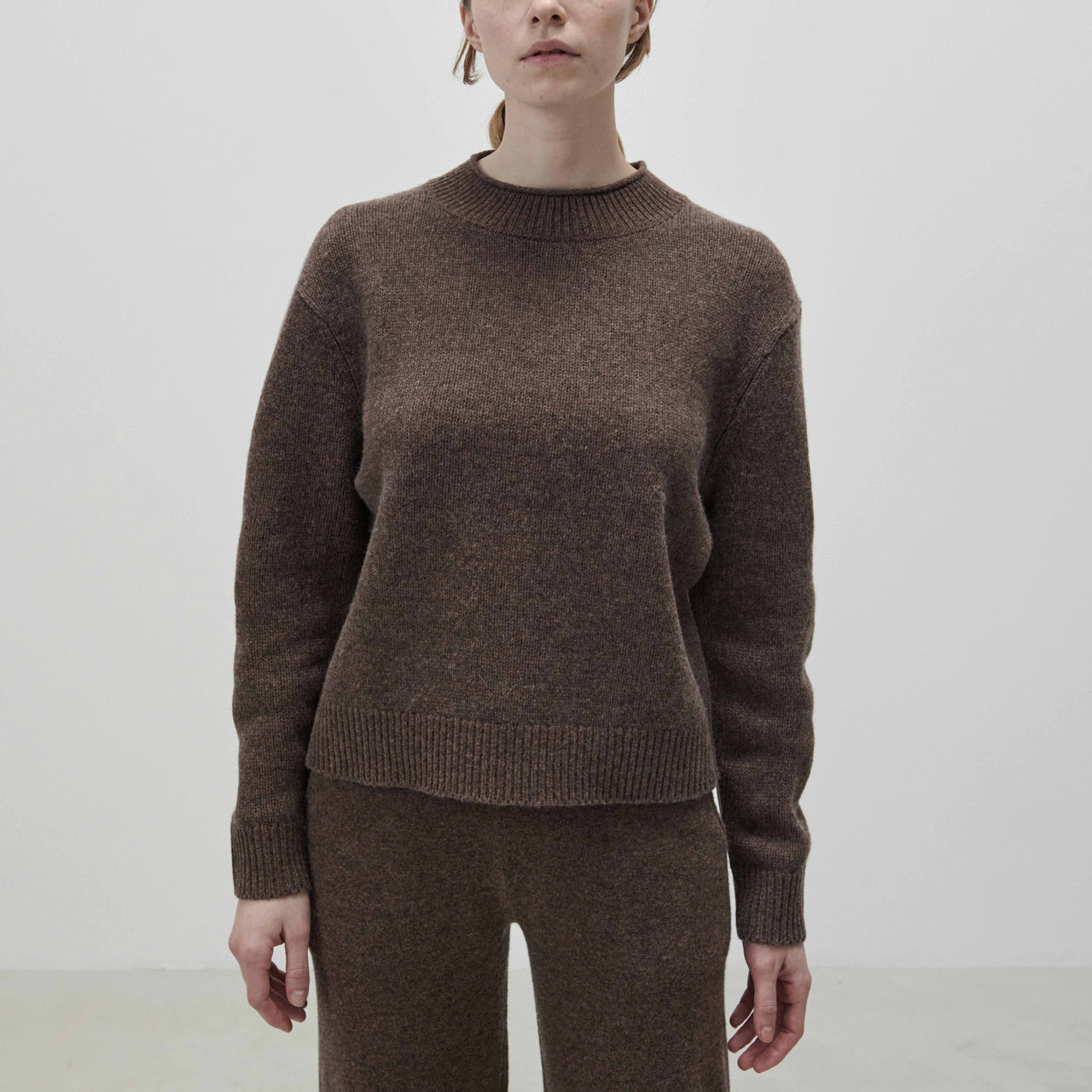 Women's Lambswool Sweater - Pecan Melange AW23