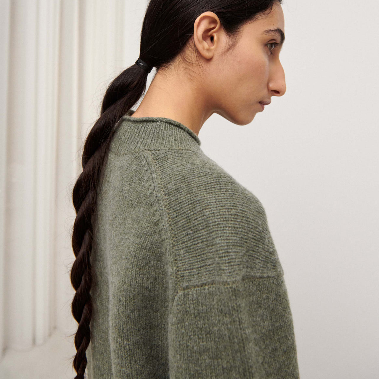Women's Lambswool Sweater - Moss Melange