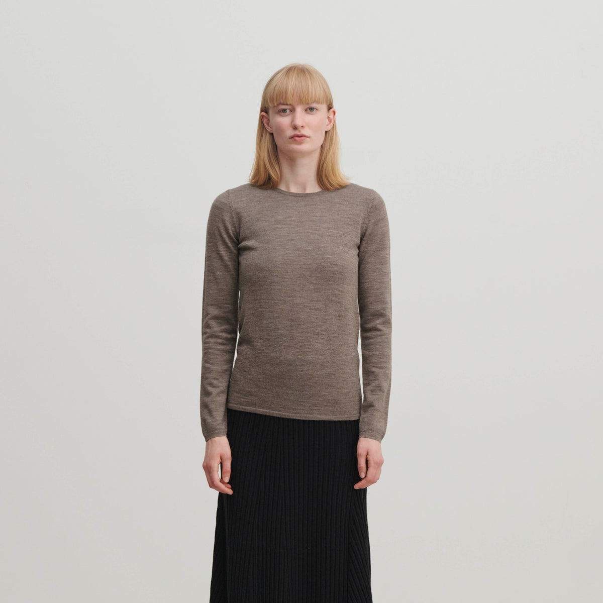 Women's Simple Merino Blouse - Beige Melange (XL) *Last One!