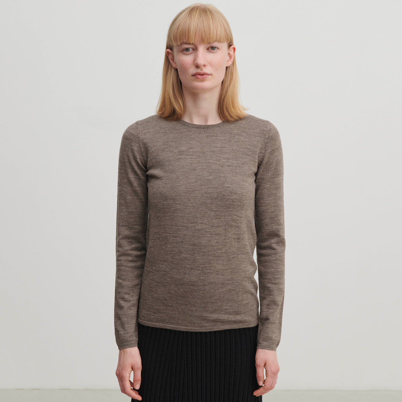 Women's Simple Merino Blouse - Beige Melange (XL) *Last One!