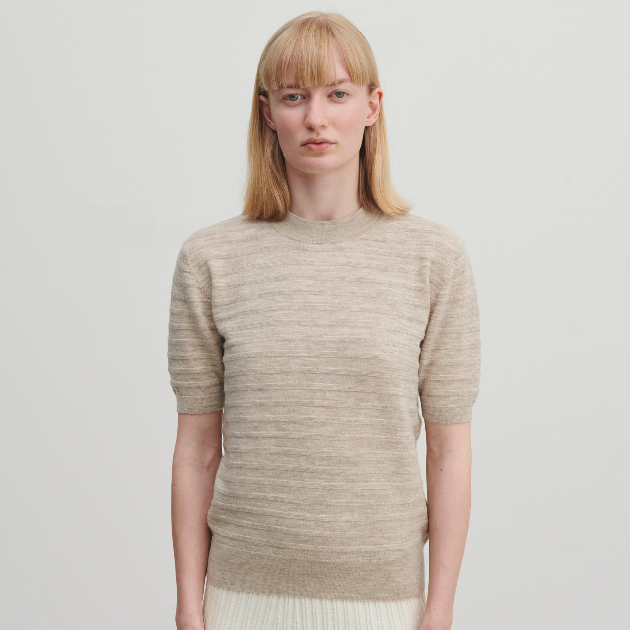 Women's Merino T-Shirt - Light Beige Melange (XS-XL)