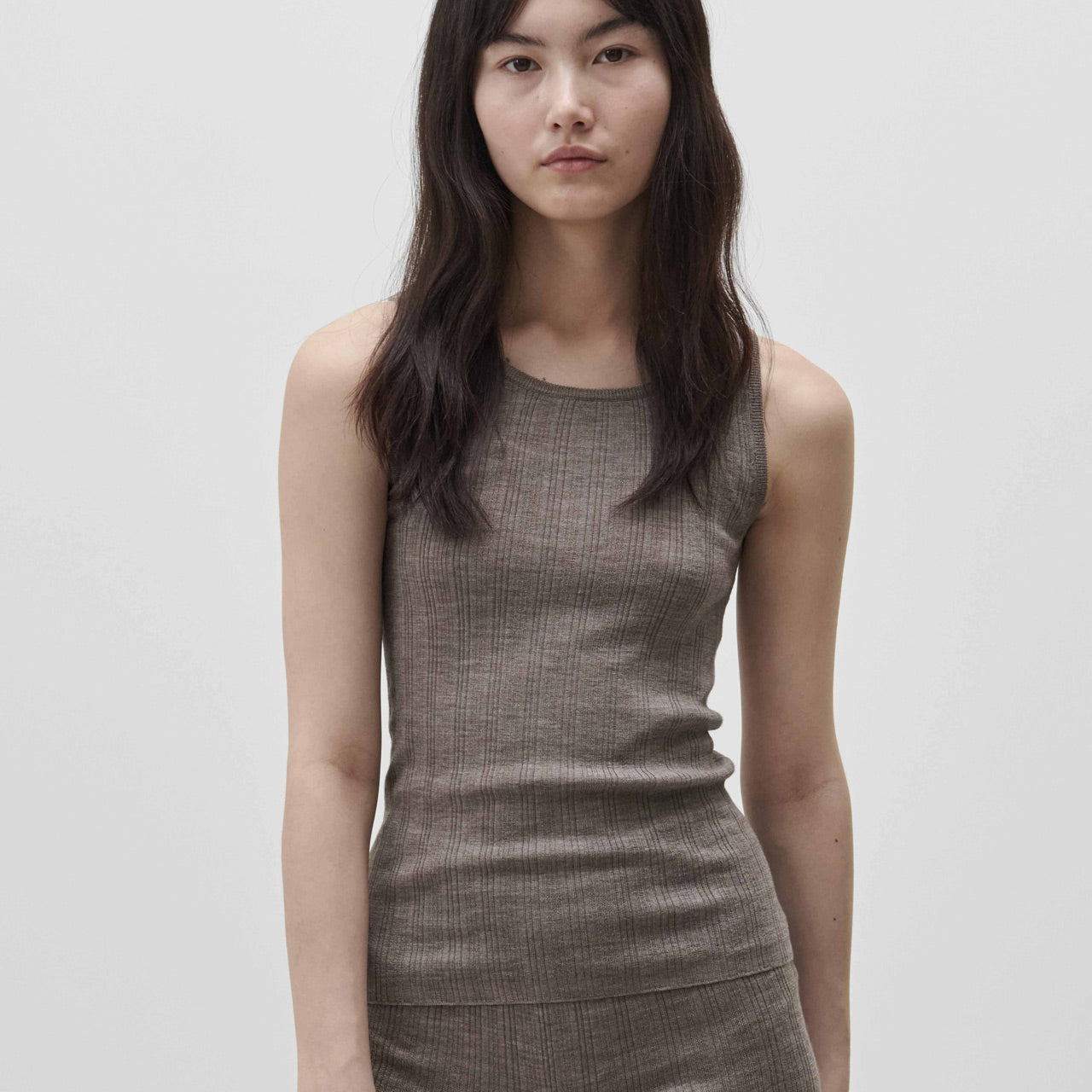 Women's Merino Rib Camisole - Beige Melange