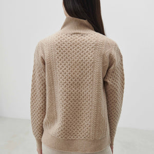 Women's Lambswool Aran Jumper - Oatmeal (XS) *Last One!