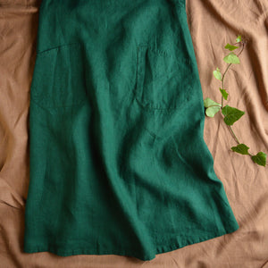 Women's Linen Cross Wrap Apron Dress - Vert