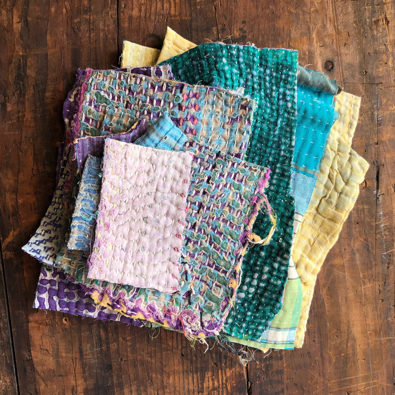 Vintage Kantha Quilt Offcuts for Patching