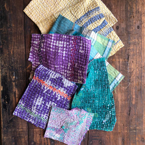 Vintage Kantha Quilt Offcuts for Patching