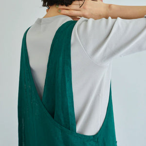 Women's Linen Cross Wrap Apron Dress - Vert