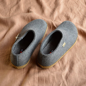 Unisex Wool Felt Moccasin with Leather Sole - Anthracite (36-46) *Pre-Orders open Jan