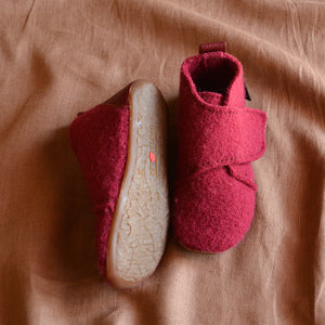 House Shoes - Boiled Wool - Burgundy AW22 (Kids 32) *Last One!
