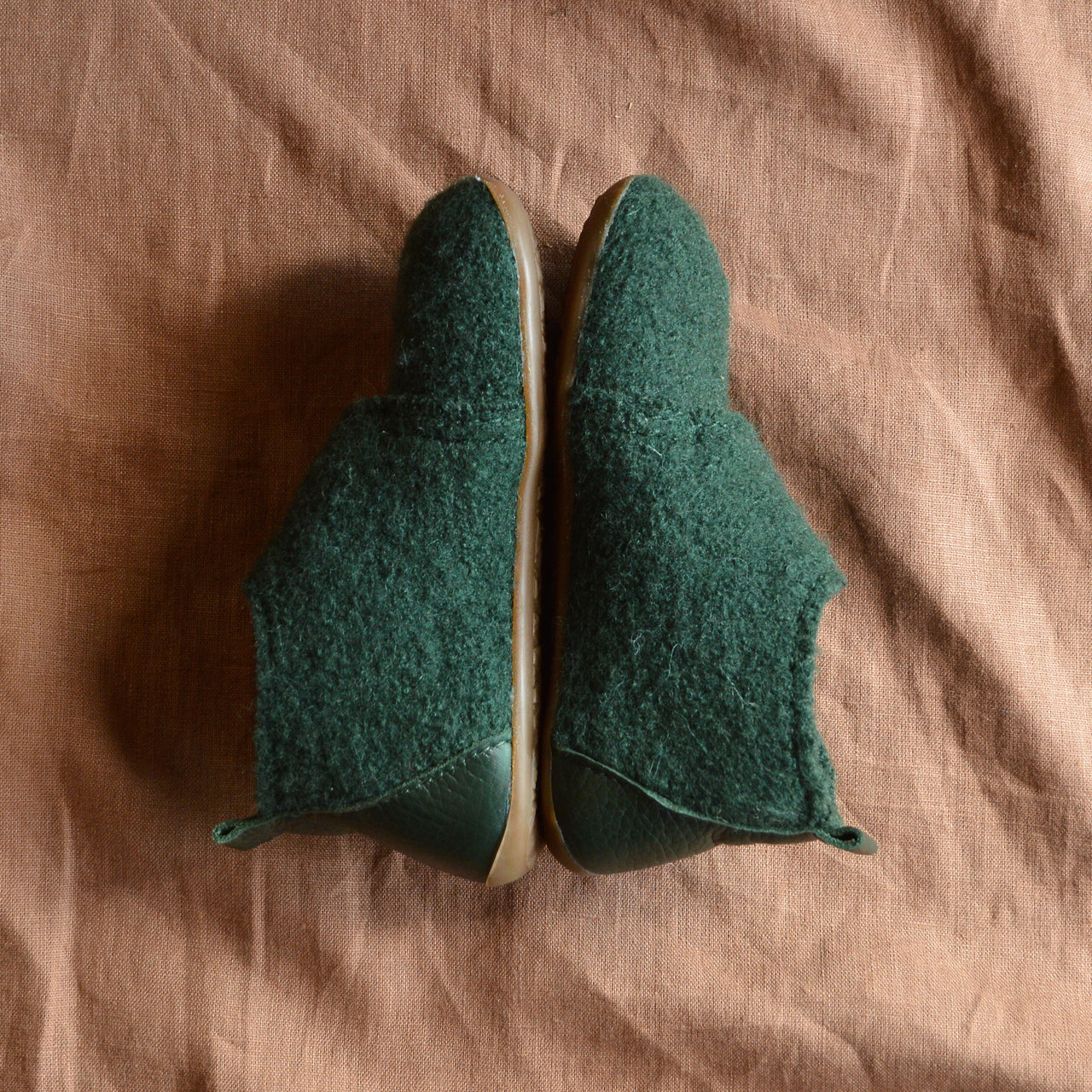 House Shoes - Boiled Wool - Moss (Kids 28-34) *Last ones