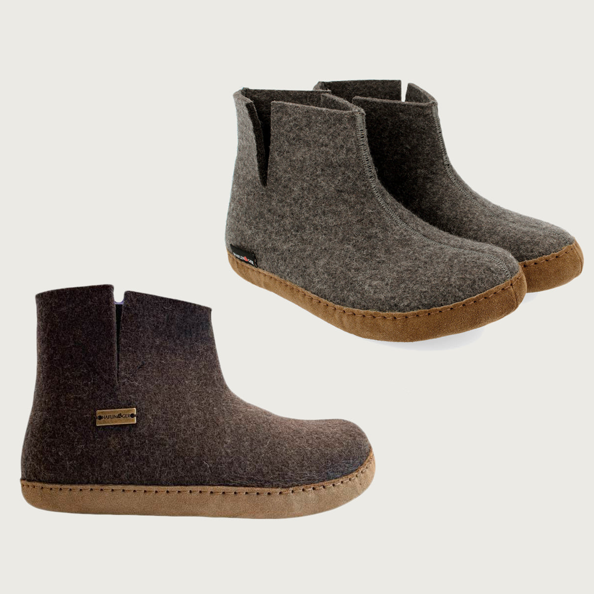 Wool Felt Boots with Leather Sole Adults by Haflinger at Woollykins