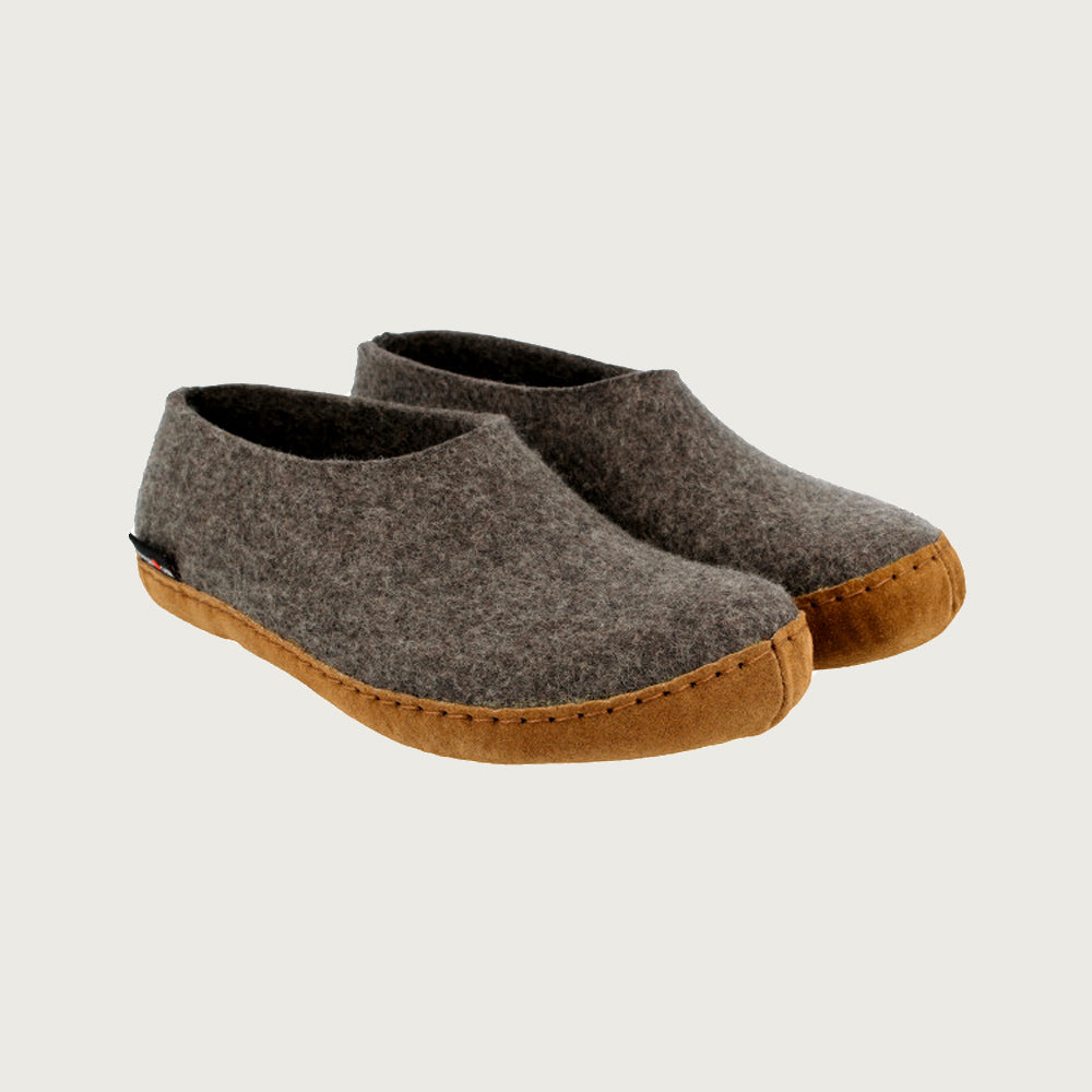 Unisex Wool Felt Moccasin with Leather Sole - Anthracite (36-46) *Pre-Orders open Jan
