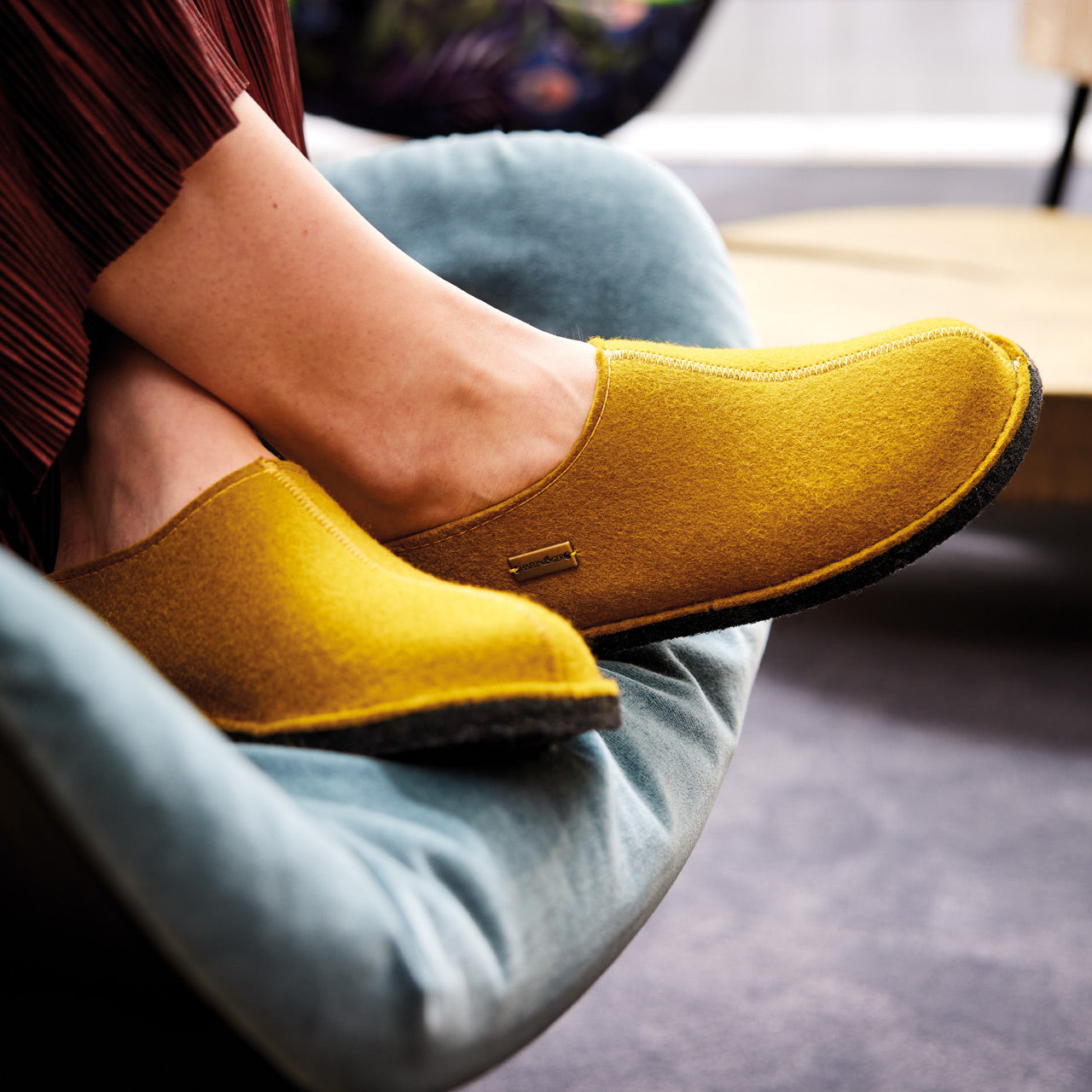 Wool Felt Slippers - Flair Smily - Mustard (Adults 36-41)