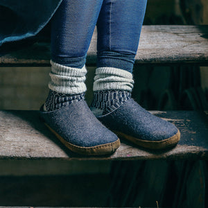 Unisex Wool Felt Moccasin with Leather Sole - Anthracite (36-46) *Pre-Orders open Jan