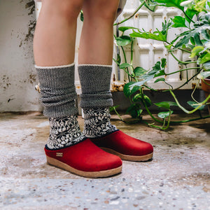 Wool Felt Clogs - Kris - Paprika (Adults 36-42)