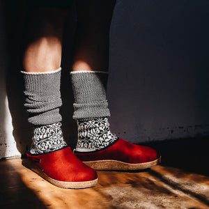 Wool Felt Clogs - Kris - Paprika (Adults 36-42)