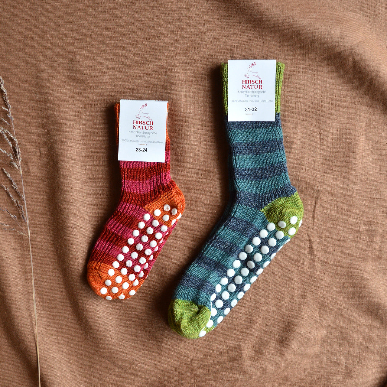 Child's Grippy Striped Organic Wool Socks - Woollykins