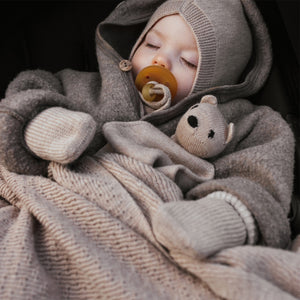 Dora Thick Rib Knit Baby Blanket - 100% Merino Wool - Oat (75x100cm)