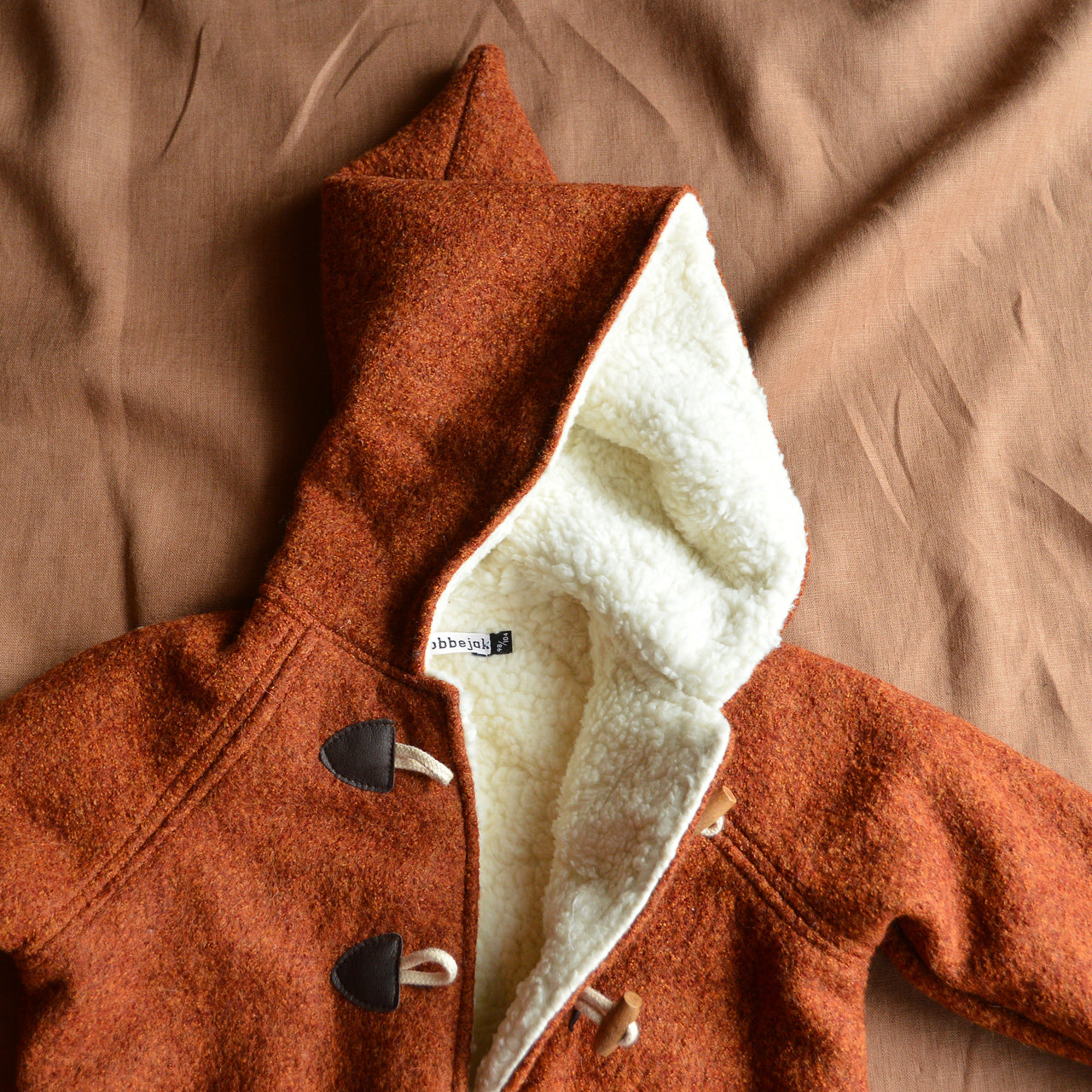 Winter Wool Coat with Pixie Hood -  Autumn Leaves (1-8y)