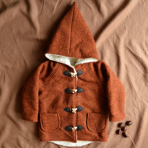 Winter Wool Coat with Pixie Hood -  Autumn Leaves (1-3y) *Last ones