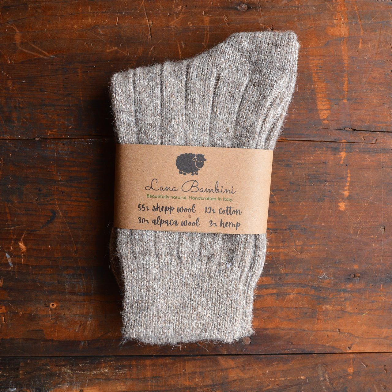 Medium Rib Wool/Alpaca Socks by Lana Bambini from Woollykins