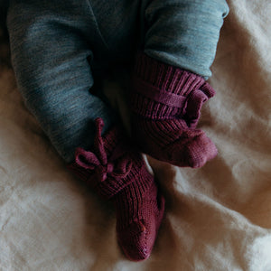 Plant Dyed Newborn Wool Baby Socks with Ties (0-3m)