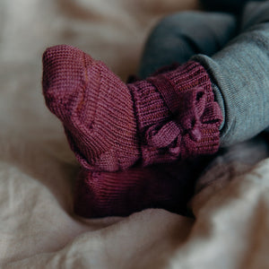 Plant Dyed Newborn Wool Baby Socks with Ties (0-3m)