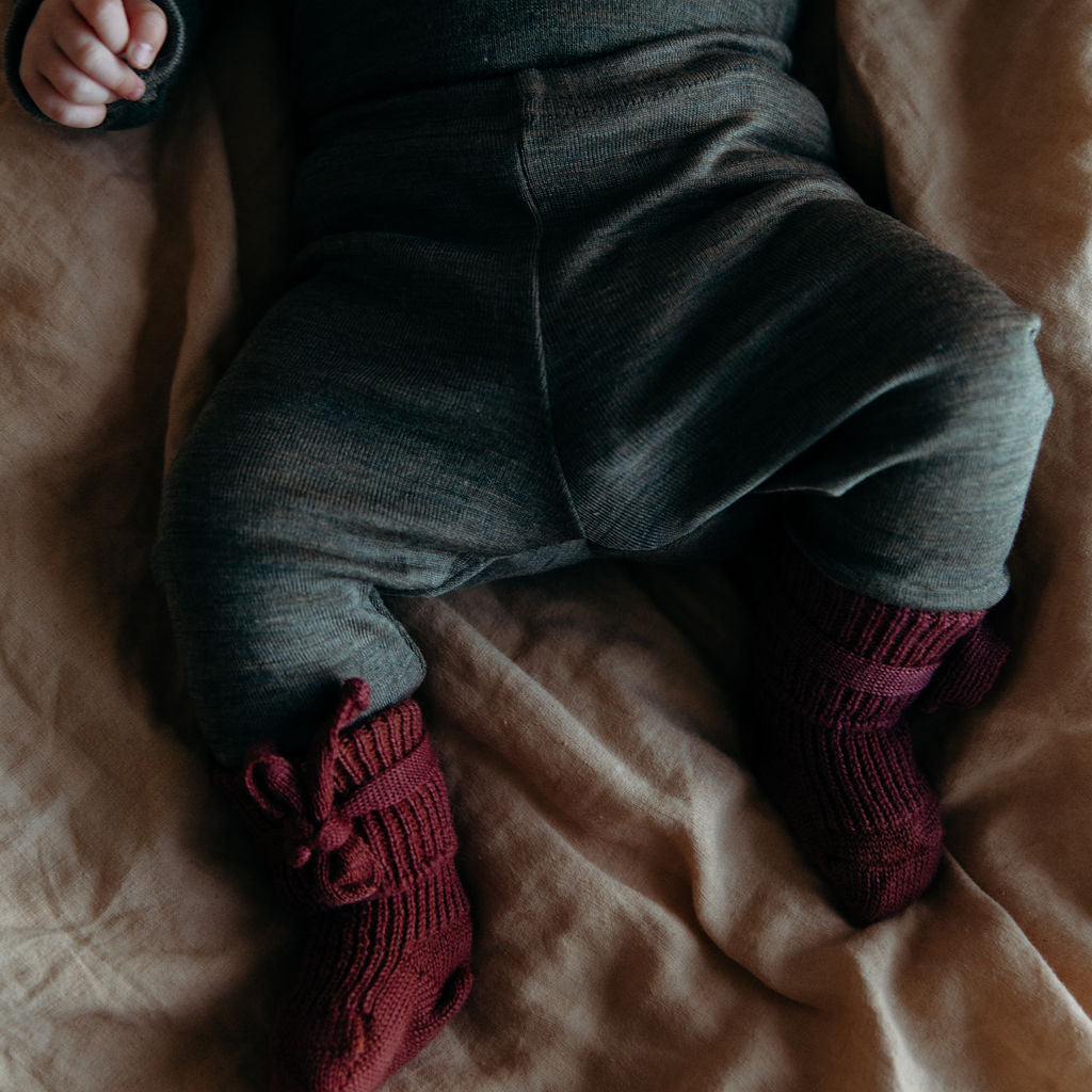 Plant Dyed Newborn Wool Baby Socks with Ties (0-3m) *Returning 2026