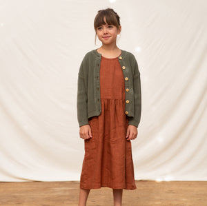 Eden Dress in 100% Linen - Milk (9-10y) *Last One!