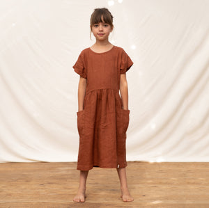 Eden Dress in 100% Linen - Milk (9-10y) *Last One!