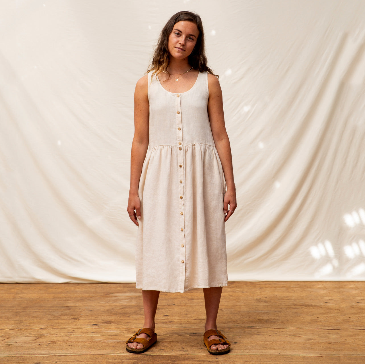 Women’s Marla Dress in 100% Linen - Milk (L) *Last ones
