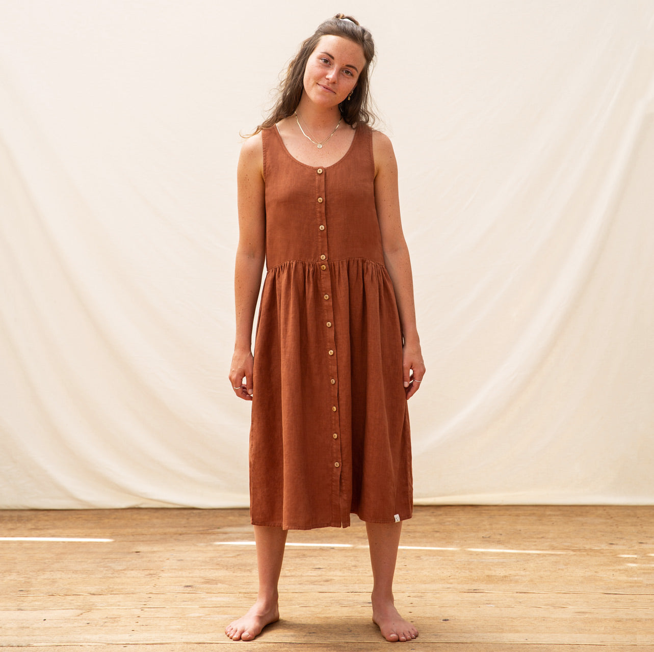 Beaton linen gathered sales dress
