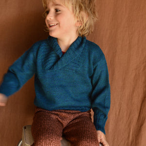 Charlie Sweater in Baby Alpaca - Light Peacock (3-6y)