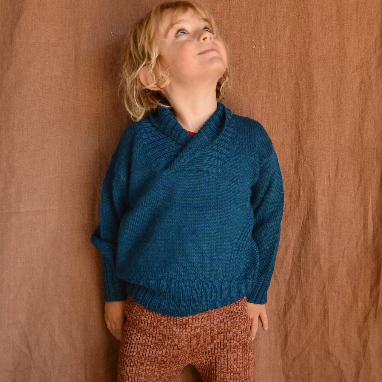 Charlie Sweater in Baby Alpaca - Navy Melange (1-6y)