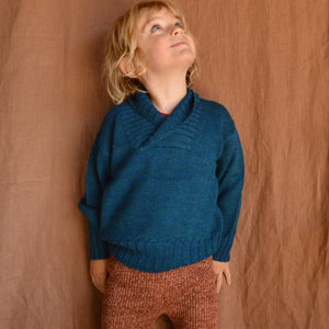 Charlie Sweater - 100% Baby Alpaca - Light Peacock Blue (3-4y) *Last One!