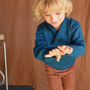 Charlie Sweater - 100% Baby Alpaca - Light Peacock Blue (3-4y) *Last One!
