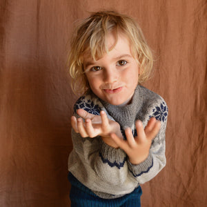 Islandia Fair Isle Sweater - 100% Baby Alpaca - Zig Zag (3-6y)