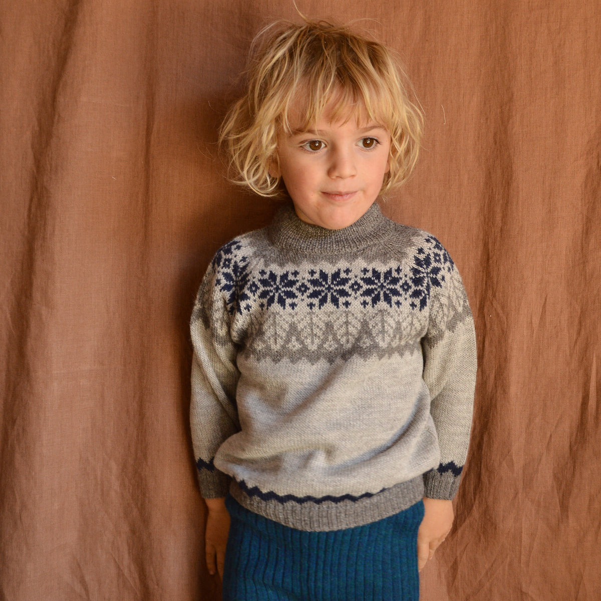 Islandia Fair Isle Sweater - 100% Baby Alpaca - Zig Zag (3-6y)