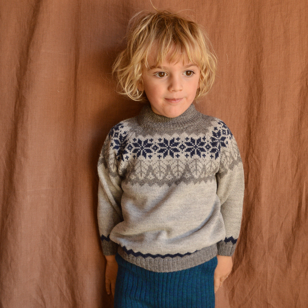 Islandia Sweater in Baby Alpaca - Undyed (5-6y) *Last One!