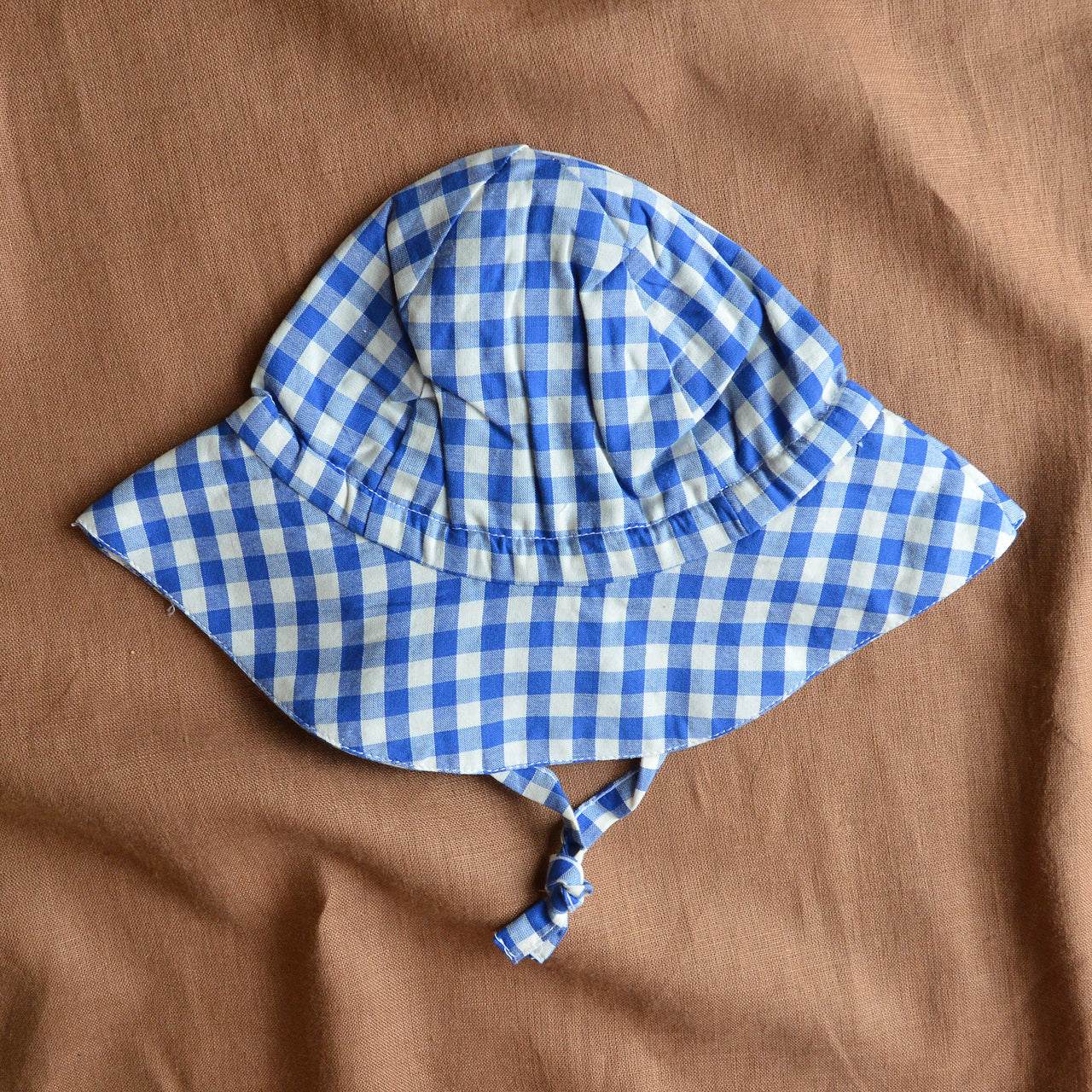 Sun Hat in Organic Cotton Gingham - Isle Blue (0-4y)