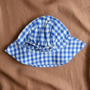Sun Hat in Organic Cotton Gingham - Isle Blue (0-4y)