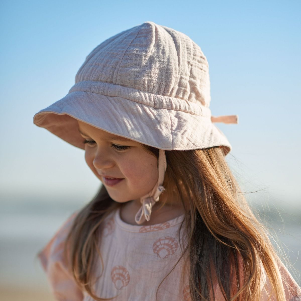 Organic Muslin Sun Hat - Dusty Pink (0-4y)